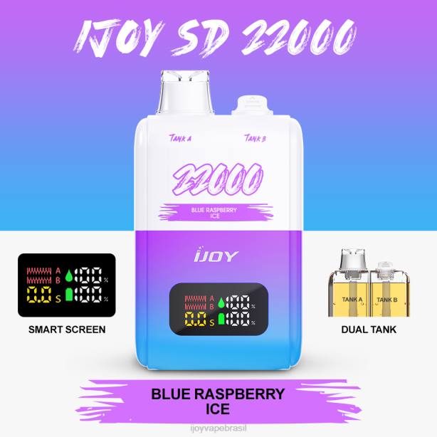iJOY SD 22000 descartável gelo de framboesa azul DZZ6149 iJOY vape review